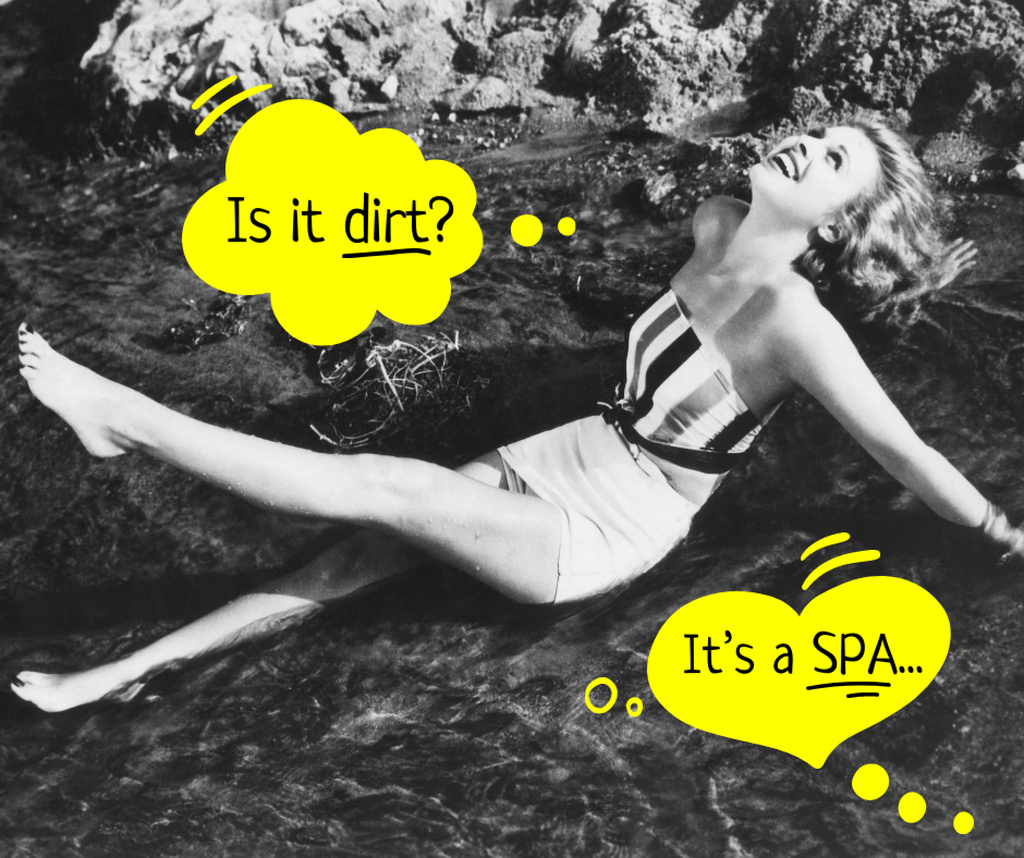 Funny Joke about SPA with Woman in River Facebook Design Template