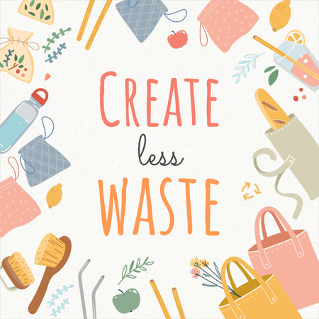 Zero Waste Concept with Sustainable Products illustration Instagram Design Template