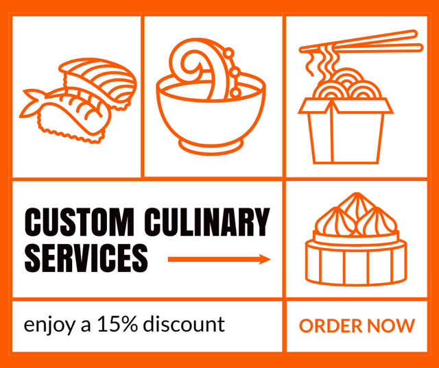 Ontwerpsjabloon van Facebook van Discount on Asian Custom Culinary Service