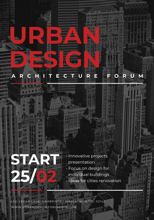 Template di design Annuncio dell'evento del forum di architettura del design urbano Poster 28x40in