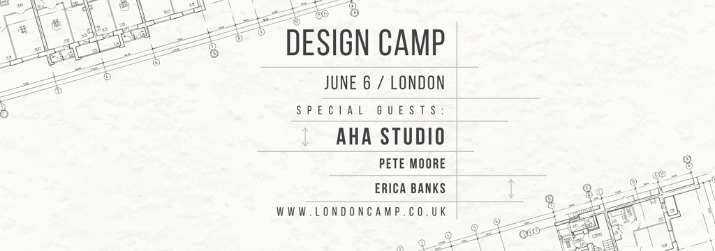 Design camp announcement on blueprint Tumblr Modelo de Design