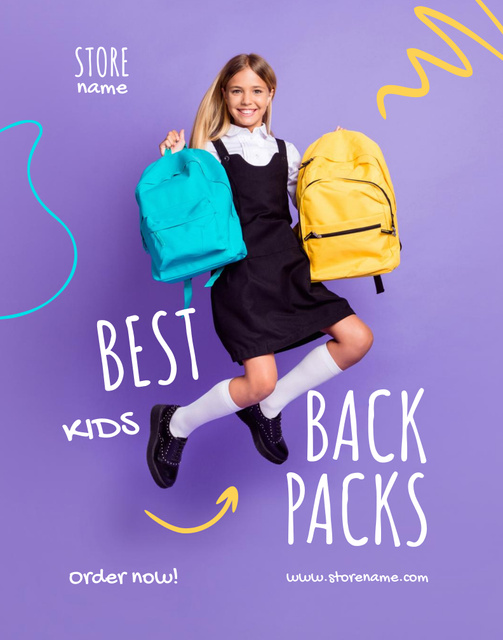 Template di design Offer of Best Backpacks for School Poster 22x28in