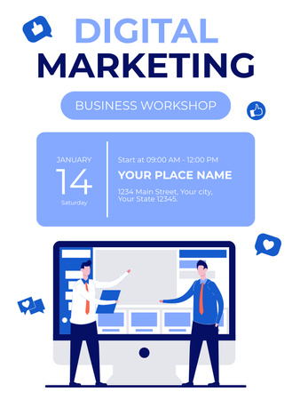 Platilla de diseño Digital Marketing Business Workshop Announcement Poster US