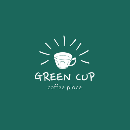 Coffee Shop Offer with Cup on Green Logo Design Template