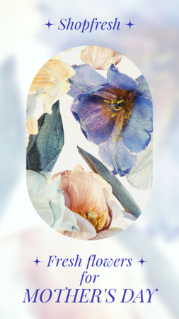 Saudação de feriado do Dia das Mães com flores em aquarela Instagram Story Modelo de Design