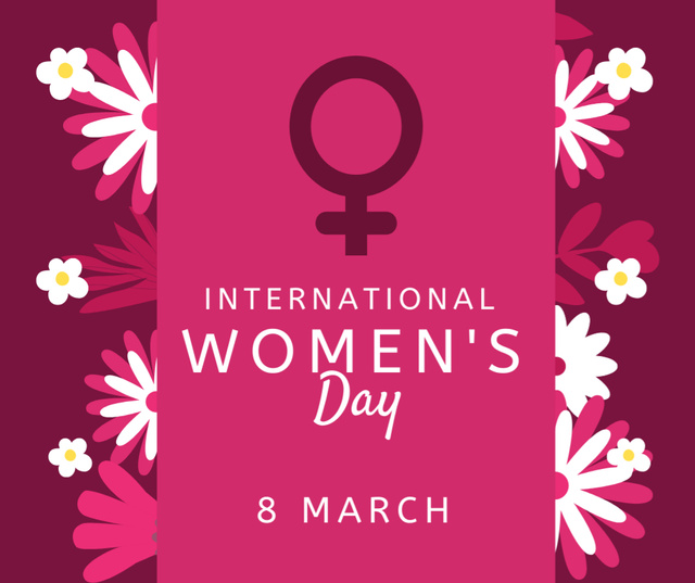 Designvorlage Women's Day Greeting with Pink and White Flowers für Facebook