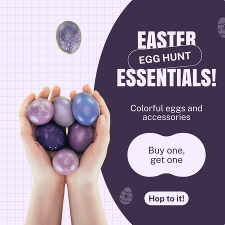 Ellerde Sevimli Yumurtalarla Paskalya Yumurtası Avı Reklamı Instagram Tasarım Şablonu
