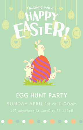 Easter Egg Hunt Party Announcement Invitation 4.6x7.2in Design Template