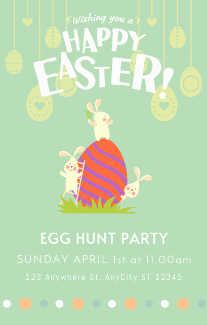 Easter Egg Hunt Party Announcement Invitation 4.6x7.2in tervezősablon