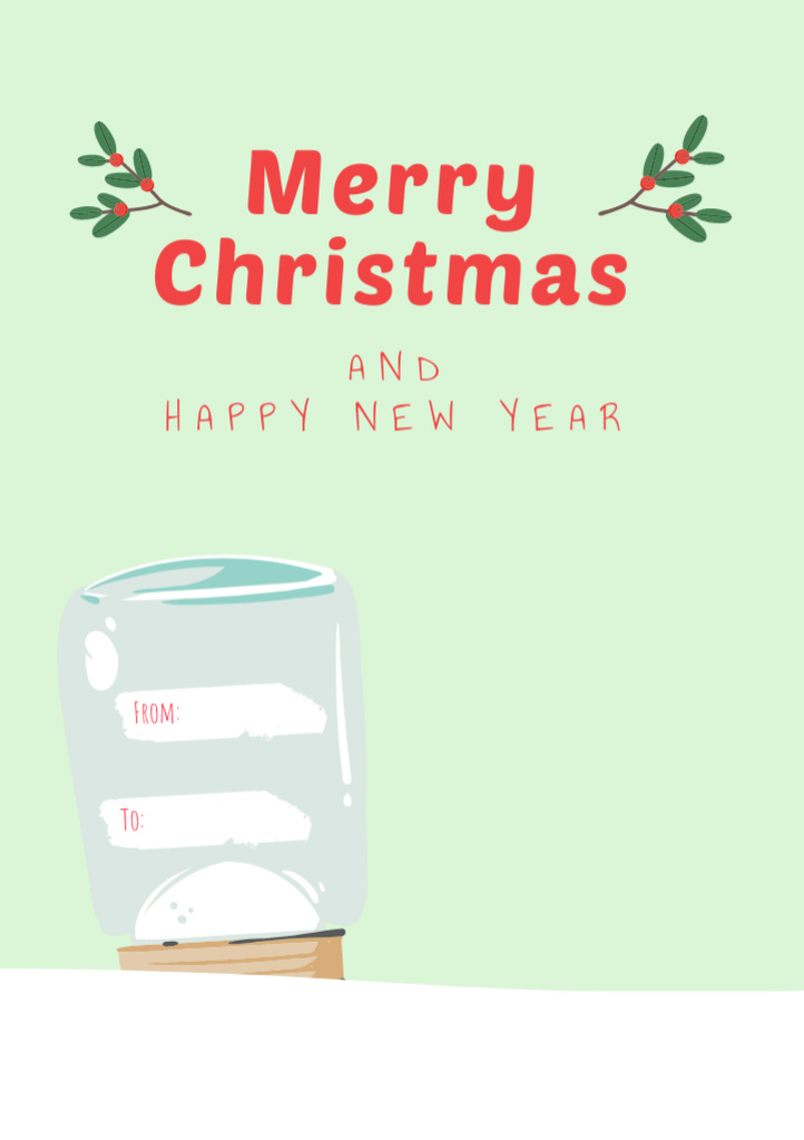Christmas and New Year Holiday Personal Greeting Postcard A5 Vertical Design Template