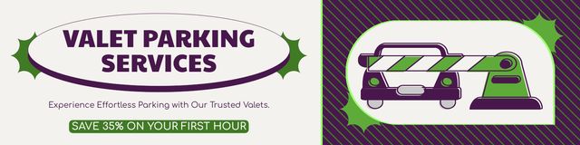 Valet Parking Services on Purple Twitter Design Template