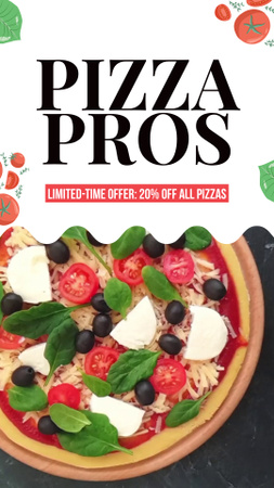 Savory Pizza With Toppings And Discount In Pizzeria Offer Instagram Video Storyデザインテンプレート