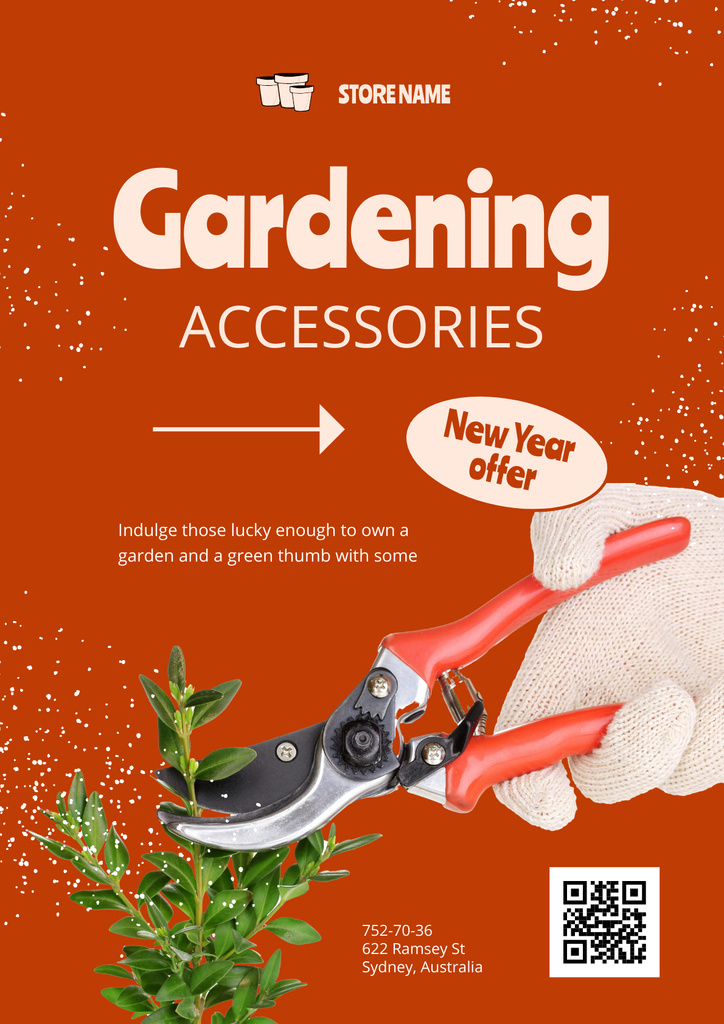 New Year Sale of Gardening Accessories Poster Tasarım Şablonu