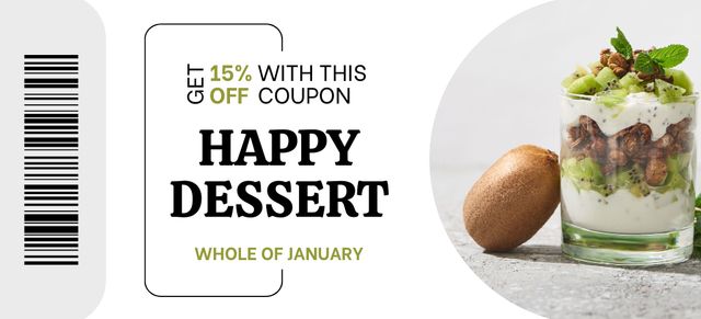 Kiwi Dessert Discount Coupon 3.75x8.25inデザインテンプレート