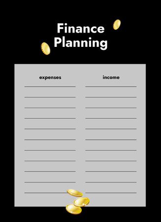 Finance Planner With Coins on Black Notepad 4x5.5in Modelo de Design