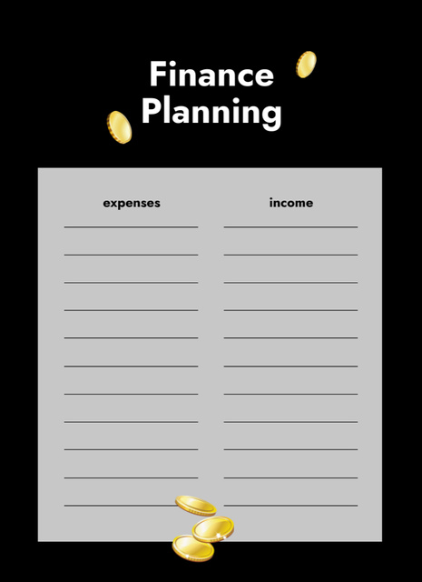 Finance Planner With Coins Notepad 4x5.5in Design Template