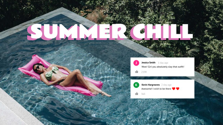 Ontwerpsjabloon van Youtube Thumbnail van meisje genieten van de zomer in zwembad