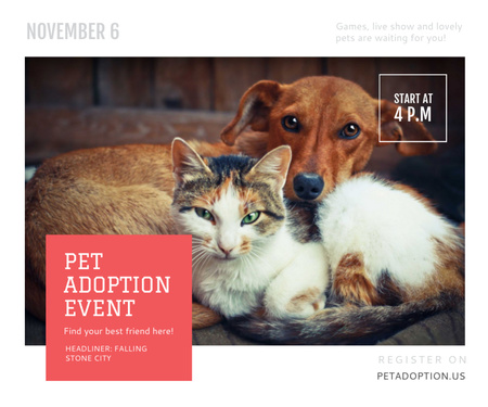 Animal Adaptation Event with Cute Cat and Dog Medium Rectangle Design Template