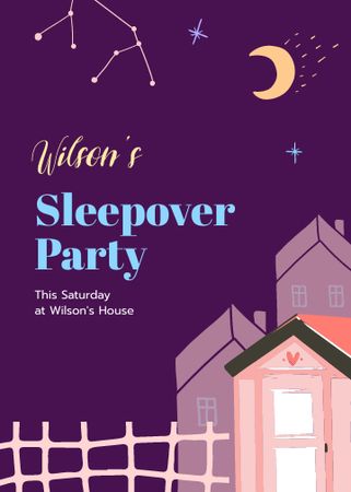 Saturday Sleepover Party Invitation Design Template