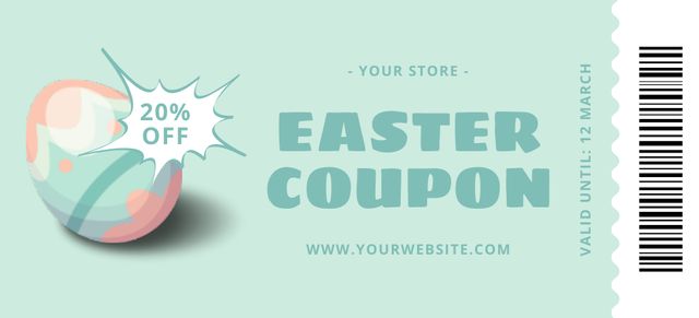Designvorlage Easter Promotion with Dyed Easter Eggs on Blue für Coupon 3.75x8.25in