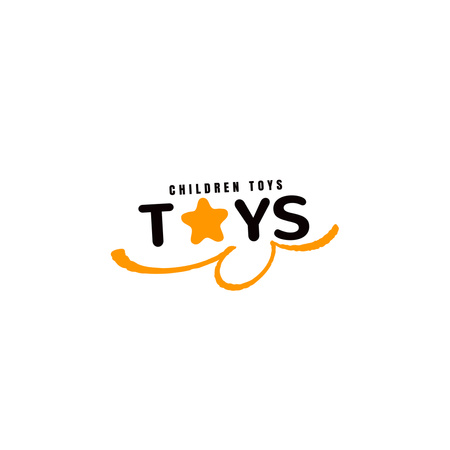 Designvorlage Kinderspielzeug-Werbung mit kreativer Illustration für Logo