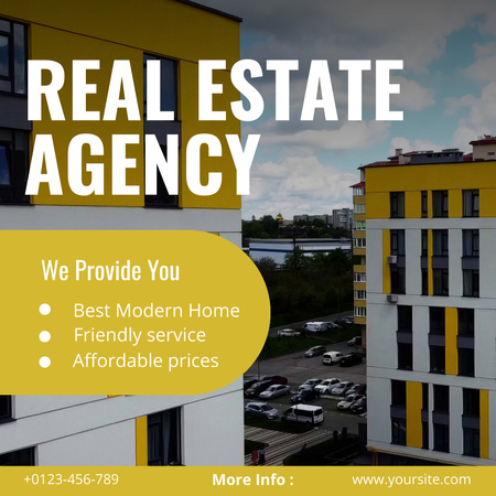Friendly And Reliable Real Estate Agency Services Offer Animated Post Design Template