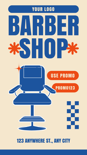 Promo of Barbershop with Illustration of Chair Instagram Story – шаблон для дизайну