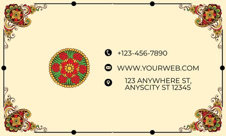 Floral Ornaments And Tattoo Studio Services Offer Business Card 91x55mm Design Template