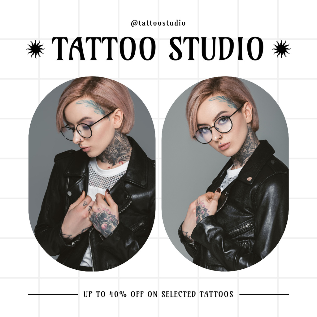 Ontwerpsjabloon van Instagram van Colorful Tattoos In Studio Service With Discount