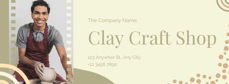 Clay Craft Shop Ad with Male Potter Making Pot Facebook cover Design Template