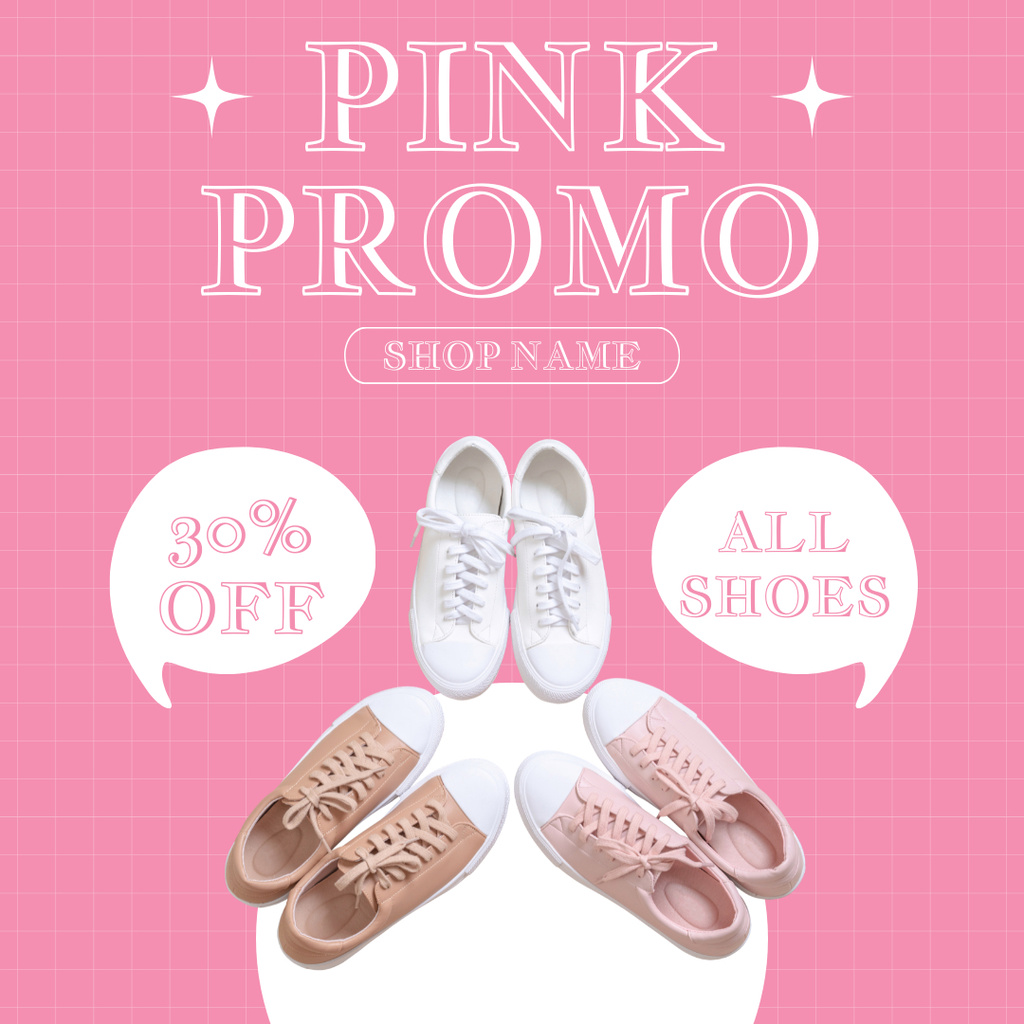 Promo of Pink Collection of Shoes Instagram AD Design Template