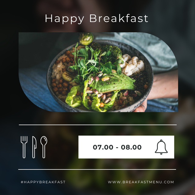 Designvorlage Happy Breakfast Hours Announcement für Instagram