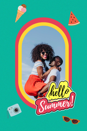 Summer Inspiration with Happy Couple on Beach Pinterest Design Template