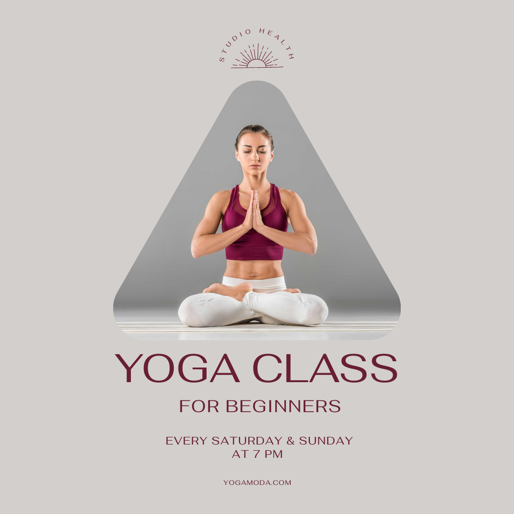 Designvorlage Yoga Class For Beginners Announcement für Instagram