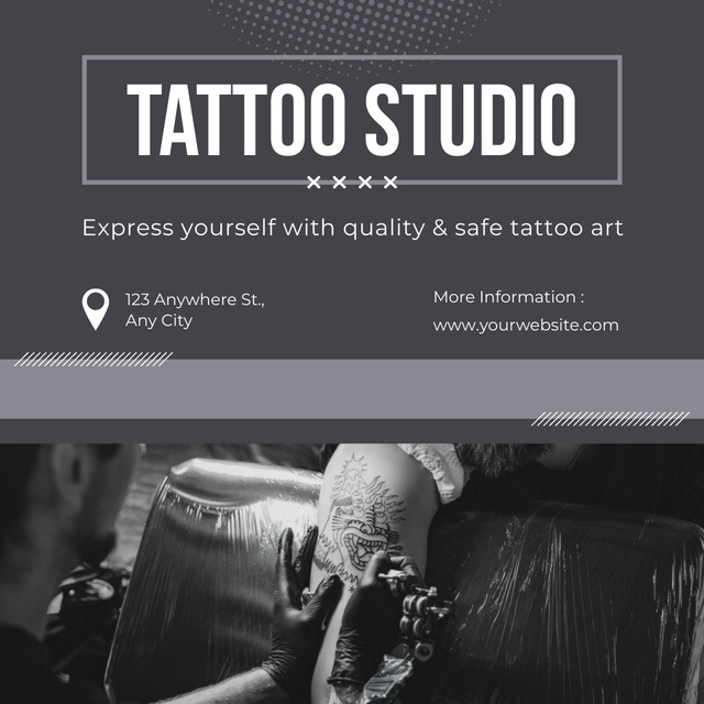 Designvorlage Tattoo Studio With Safe And Creative Artwork Offer für Instagram