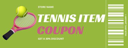 Tennis Items Voucher on Green Coupon Design Template