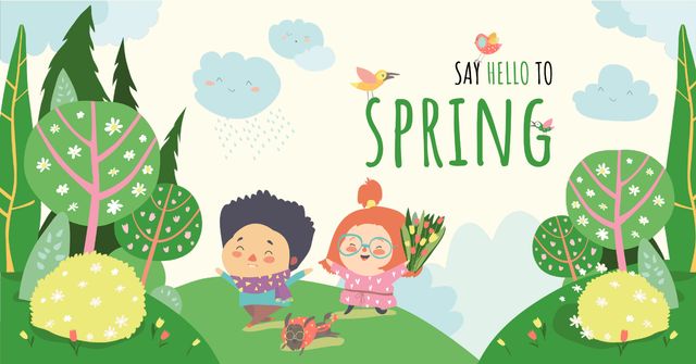 Couple in spring garden Facebook ADデザインテンプレート