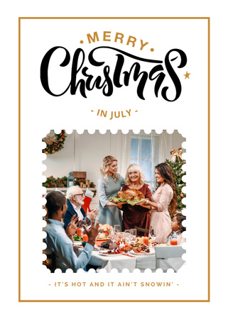 Big Happy Family Celebrate Christmas in July Postcard 5x7in Vertical Design Template