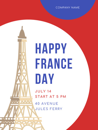 French National Day Announcement Poster US Design Template