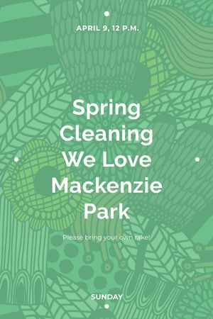 Spring Cleaning Event Invitation Green Floral Texture Tumblr Tasarım Şablonu