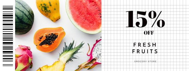 Juicy Fruits Shop Promotion With Discount Coupon Design Template