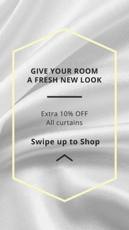Template di design home tessuti offerta su seta bianca Instagram Story