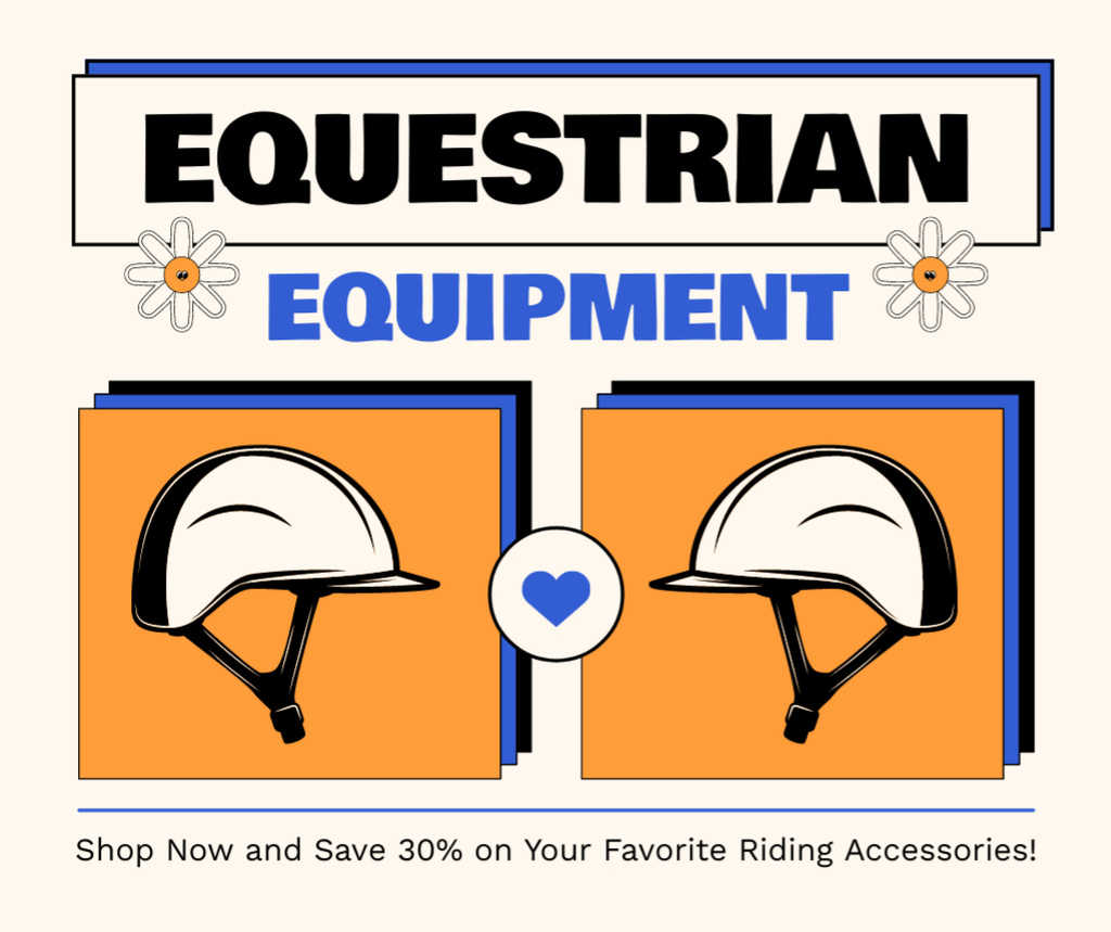 Platilla de diseño Equestrian Equipment And Helmets At Discounted Rates Facebook