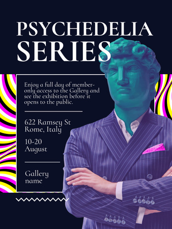 Plantilla de diseño de Psychedelic Exhibition Announcement Poster US 