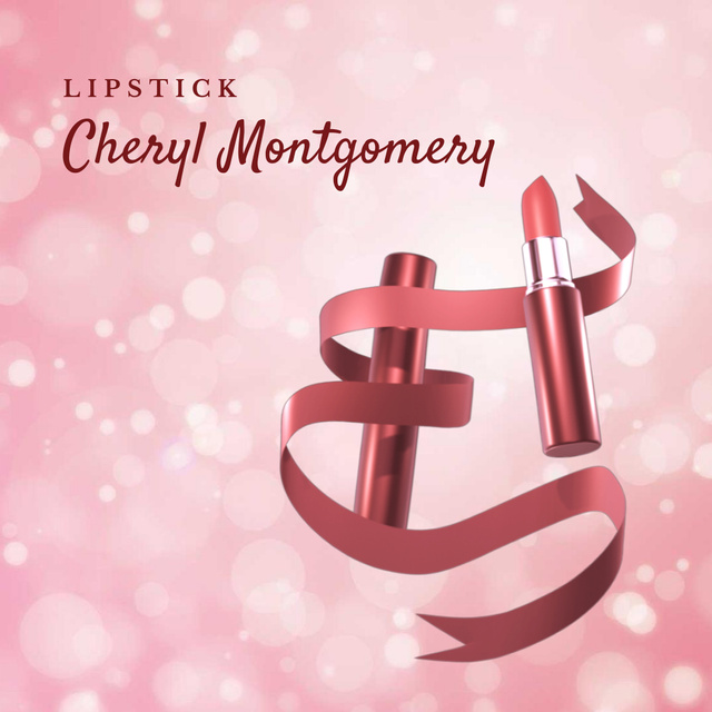 Designvorlage Makeup Cosmetics Ad with Red Lipstick für Animated Post