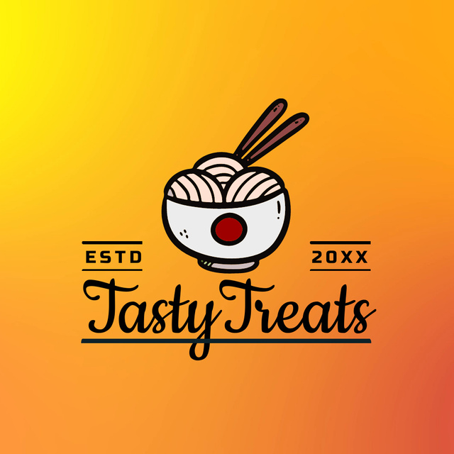 Yummy Noodles Served In Bowl For Restaurant Promotion Animated Logo Tasarım Şablonu