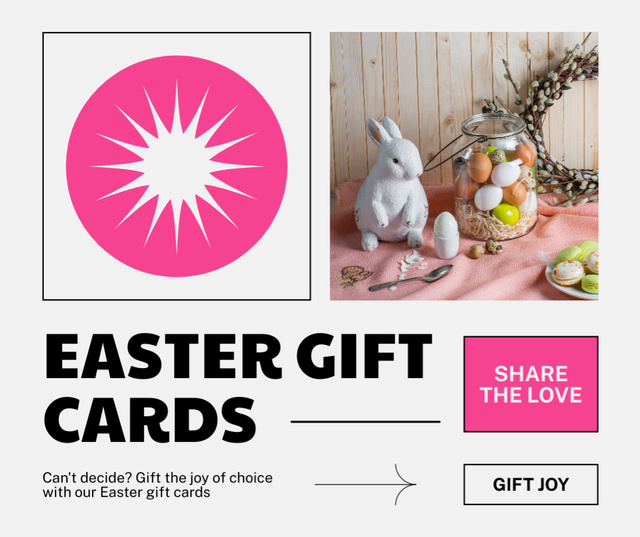 Easter Gifts Cards Promo with Cute Bunny Facebook Modelo de Design
