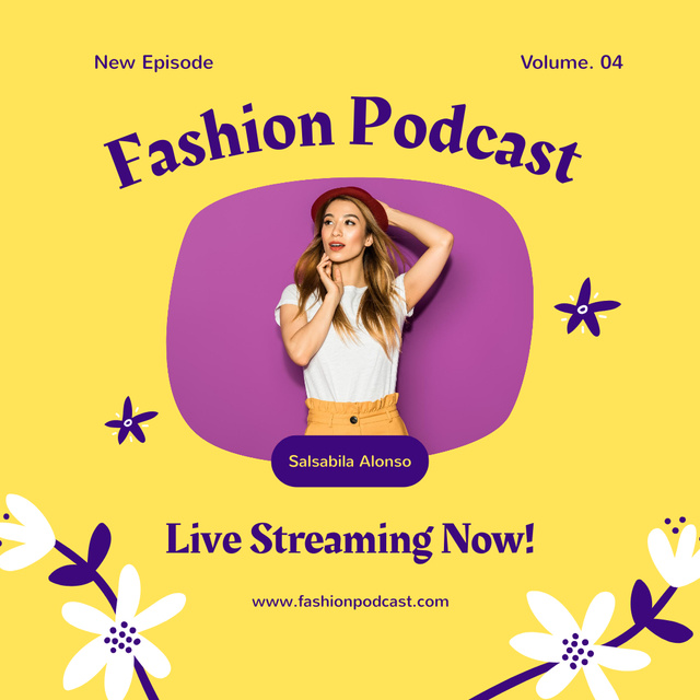 Fashion Podcast Announcement with Woman Instagram Design Template