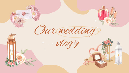 Wedding Vlog With Illustrated Items YouTube intro Design Template