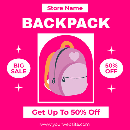Rózsaszín iskolai hátizsákok gyűjteménye Instagram AD tervezősablon